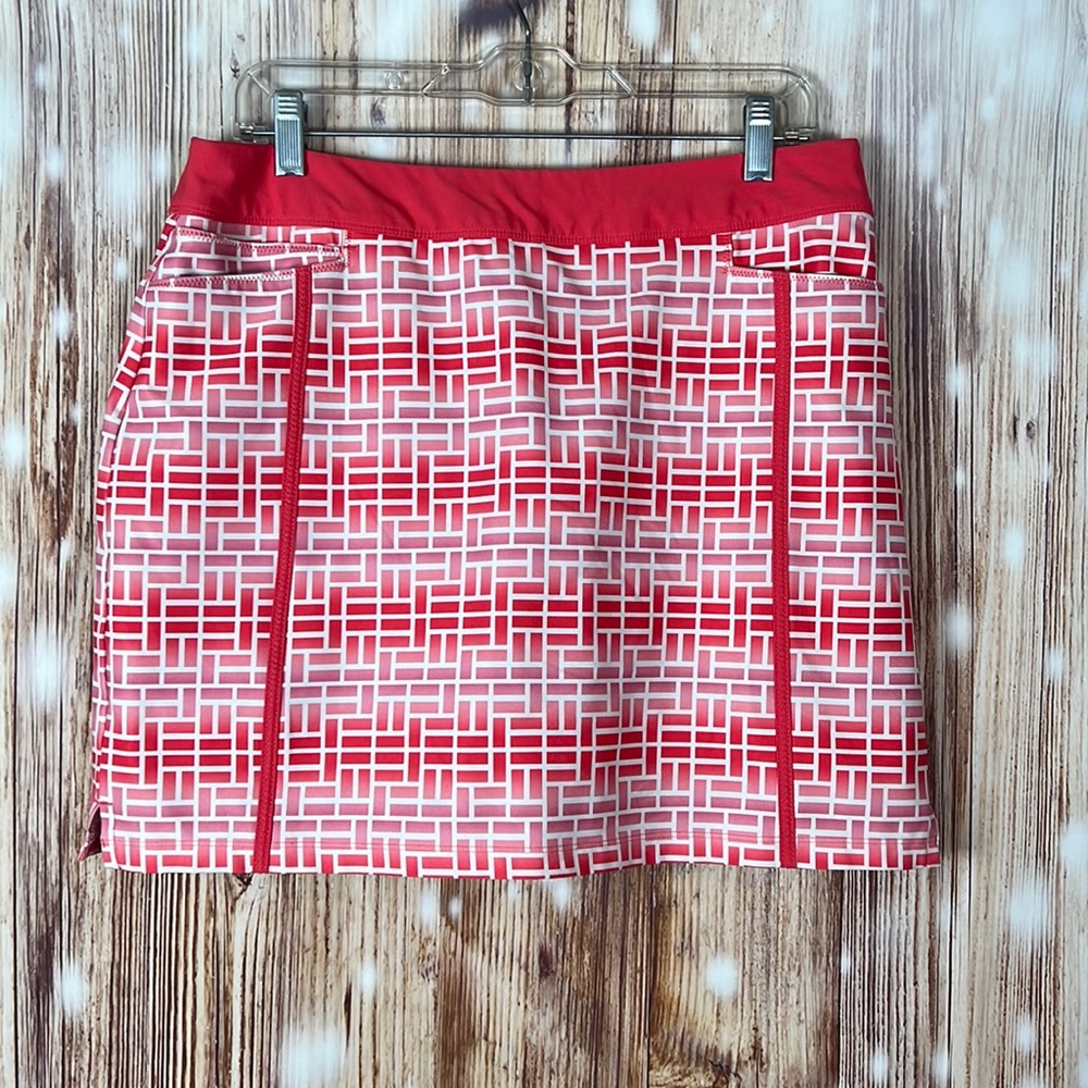 Adidas Coral Geometric Print Golf Tennis Skirt Skort Medium